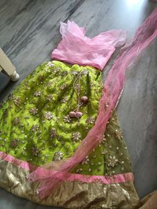 Green Embroidered Lehenga Choli
