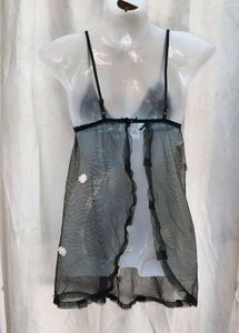 131212. Black Floral Babydoll Lingerie