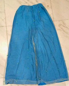 Sky Blue Flared Pant With Beads Embellishments 🩵