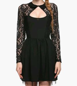 Black Lace Trim Mini Dress