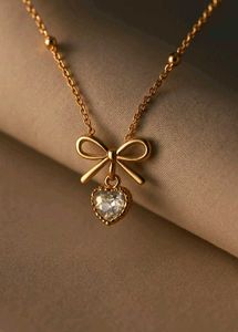 Bow Heart Pendant Necklace