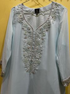 Sky Blue Cutdana Georgette Readymade Salwar Suit