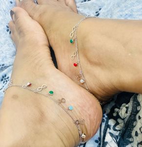 Anklets with Charms Silver Color