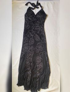 Elegant Black Floral Maxi Dress(Fixed price)