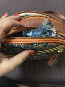 Paisley Print Crossbody Bag With Coin Purse- NEW