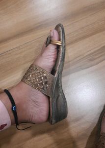 Golden Ethnic Sandals