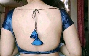 Satin 1 Hook Non Padded Deep Neck Blouse