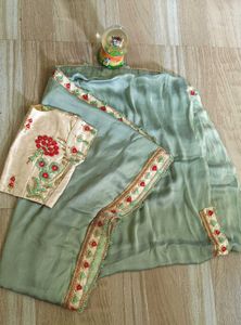 Light Green Saree with Blouse