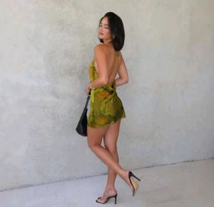 Green Floral Mini Dress