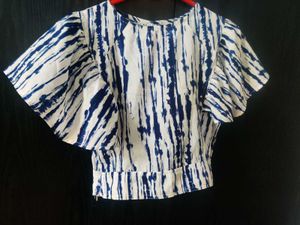 Blue and White Crop Top