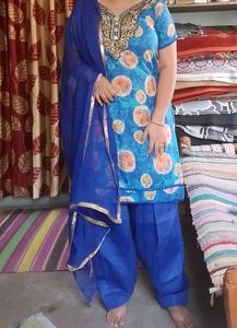 Blue Printed Salwar Kameez Suit
