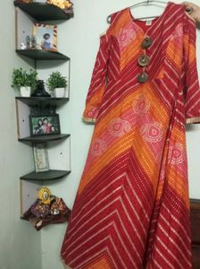 Vibrant Bandhani-Print Gown