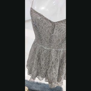 Silver lace romper