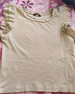 Ruffle Sleeve Ribbed Top