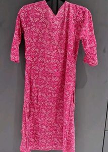 Bandhni Print Cotton Kurta With Embellishment