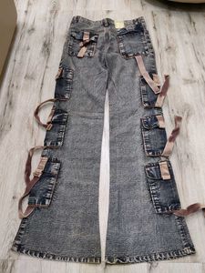 Sc9637 Style 12 Pocket Cargo Bootcut Jeans