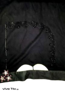 Black Embroidered Hijab or Nosepiece