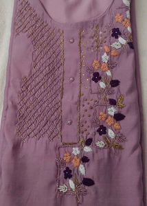 Lilac Embroidered Kurta Pant Set
