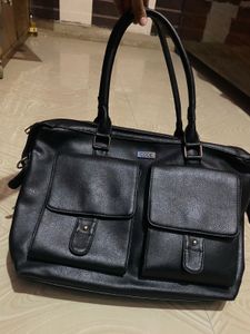 Code Women’s Black Leather Tote Bag