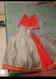 Red & Silver Lehenga Choli Set