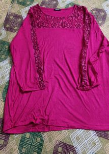 Pink Lace Detail Top