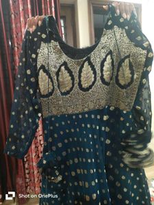 Elegant Blue &amp; Silver Ethnic Gown