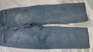 Denim Baggy Pants With Chains On Front