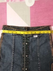 Denim Button-Front Mini Skirt