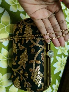 Fancy Black Clutch- Embroidery Work