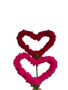 2 Pcs Handmade Crochet Heart Sticks – Red &amp; Pink |