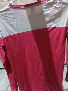 Pink &amp; White &#34;Basic&#34; Long Sleeve Top
