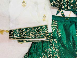 Dark Green Lehenga With Choli And Dupatta