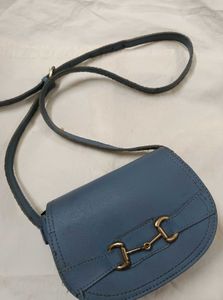 Blue Leather Crossbody Bag