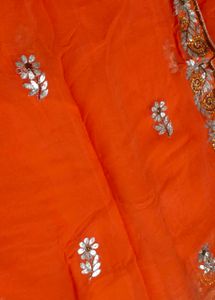 Orange Embroidered Saree.