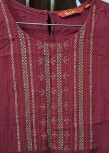 Peach Colour Knee Length Kurti For Women