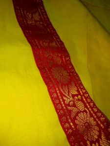 Kids Yellow Saree with Red Border