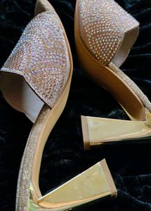 Gold Glitter Embellished Heels