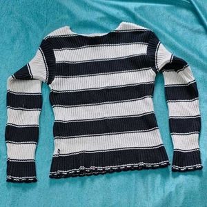 Striped Knit Long Sleeve Top