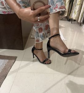 Black Ankle Strap Heels By Tresmode, Size: Euro 36