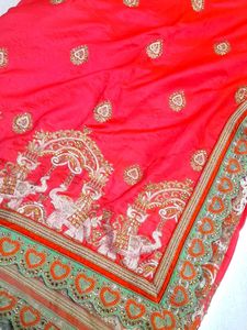 Designerhalf And Half Net Saree.with Blouse