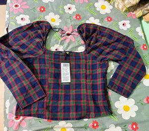 New Tokyo Talkies Navy Checked Top
