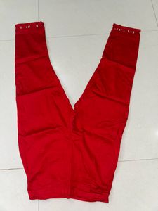 Cotton Red Coloured Stitched Ethnic Pants