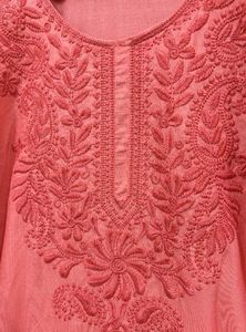Peach Embroidered Kurta