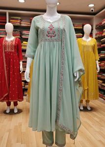 Elegant Embroidered Anarkali Suit Set