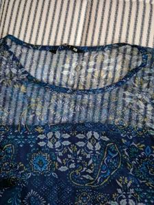 Blue Floral Sheer Top