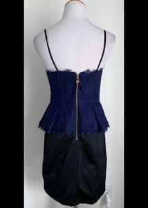 Elegant Navy &amp; Black Peplum Dress