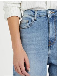Straight Leg Blue Jeans - mom Fit