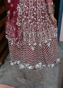 Elegant Maroon & White Lehenga Choli