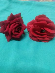 Red Rose Hair Clips