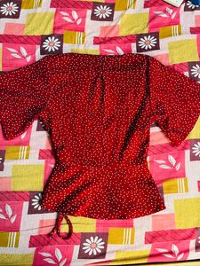 Wrap Up Polka Dot Red Top